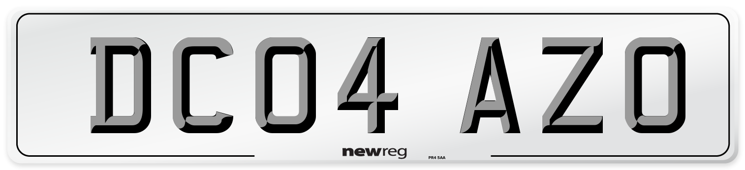 DC04 AZO Number Plate from New Reg